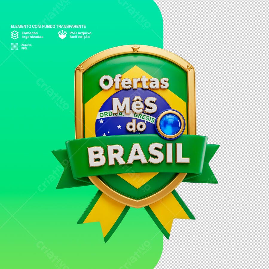 Badge Mês do Brasil PSD Editável