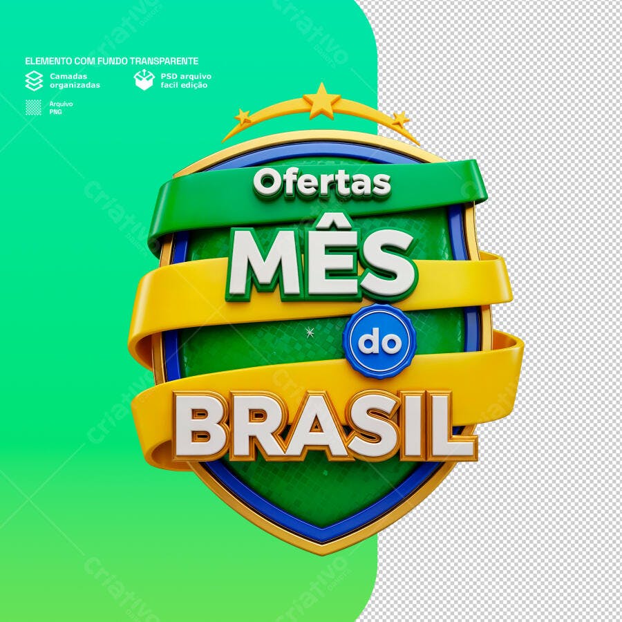 Badge Mês do Brasil PSD Editável