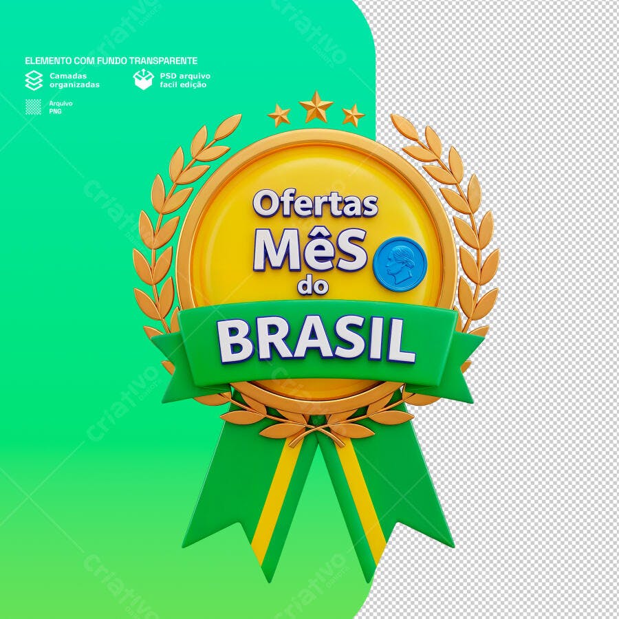 Badge Ofertas Mês do Brasil PSD Editável