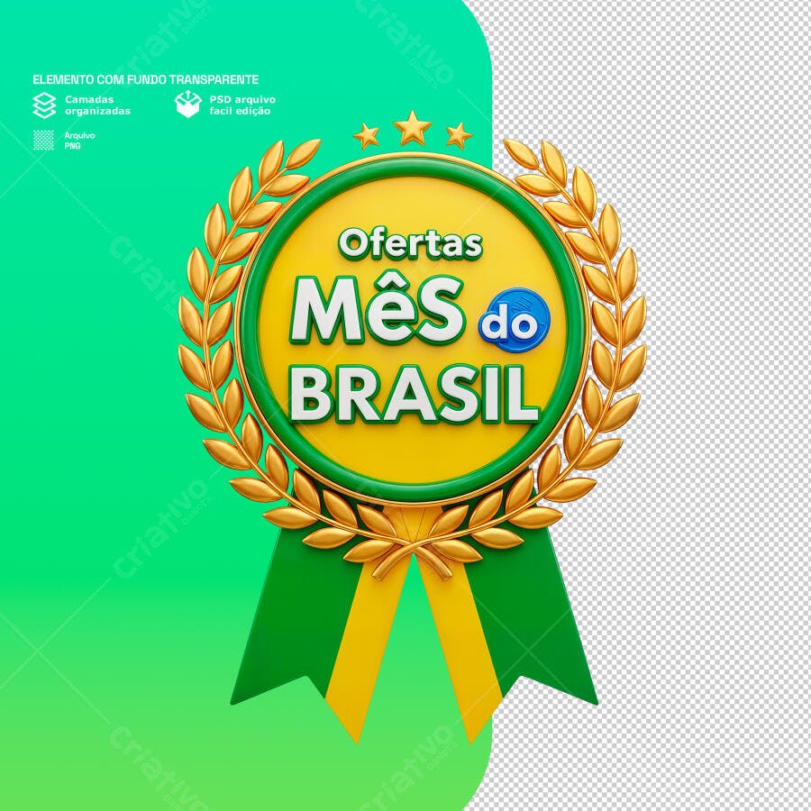 Insígnia Mês do Brasil PSD Editável