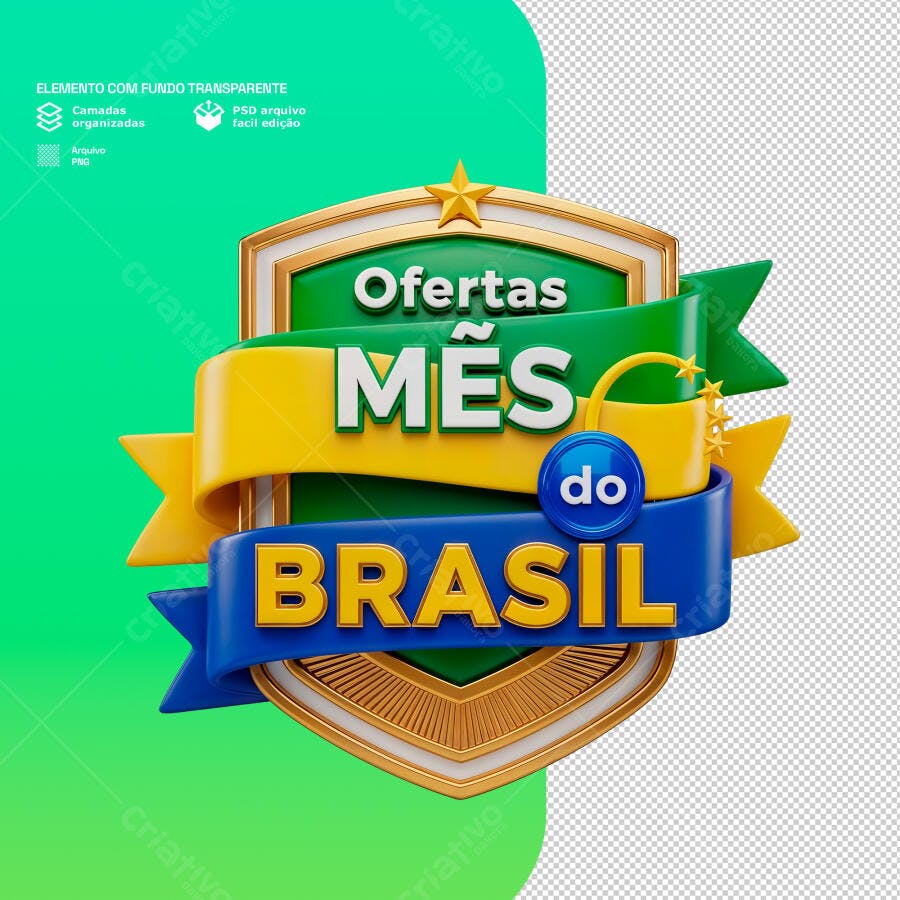 Badge "Mês do Brasil" PSD Editável
