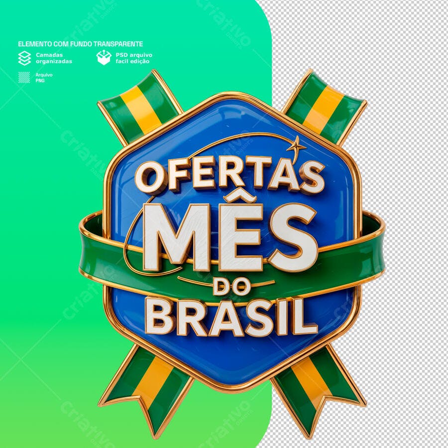 Badge "Ofertas Mês do Brasil" PSD Editável