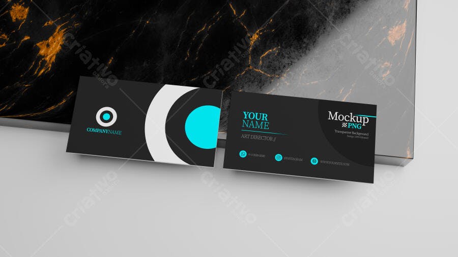 Mockup Cartão de Visita Moderno: Preto, Branco e Azul