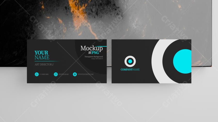 Mockup Cartão de Visita Moderno Preto e Ciano