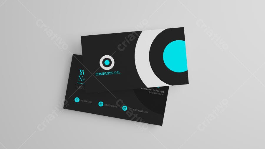 Mockup Cartão de Visita Moderno: Preto, Branco e Azul Claro