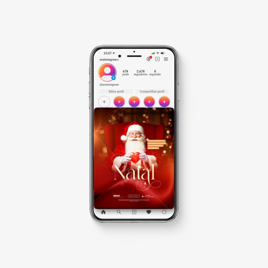 Mockup de Smartphone com Design de Natal para Instagram
