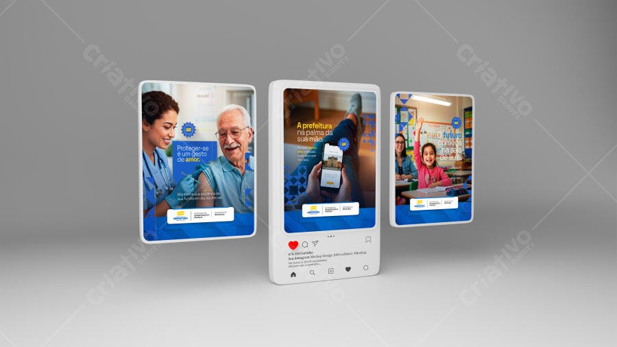 Mockup Instagram Stories: Saúde, Governo e Educação