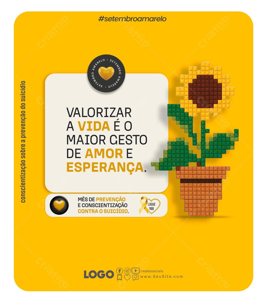 Post para Setembro Amarelo PSD Editável
