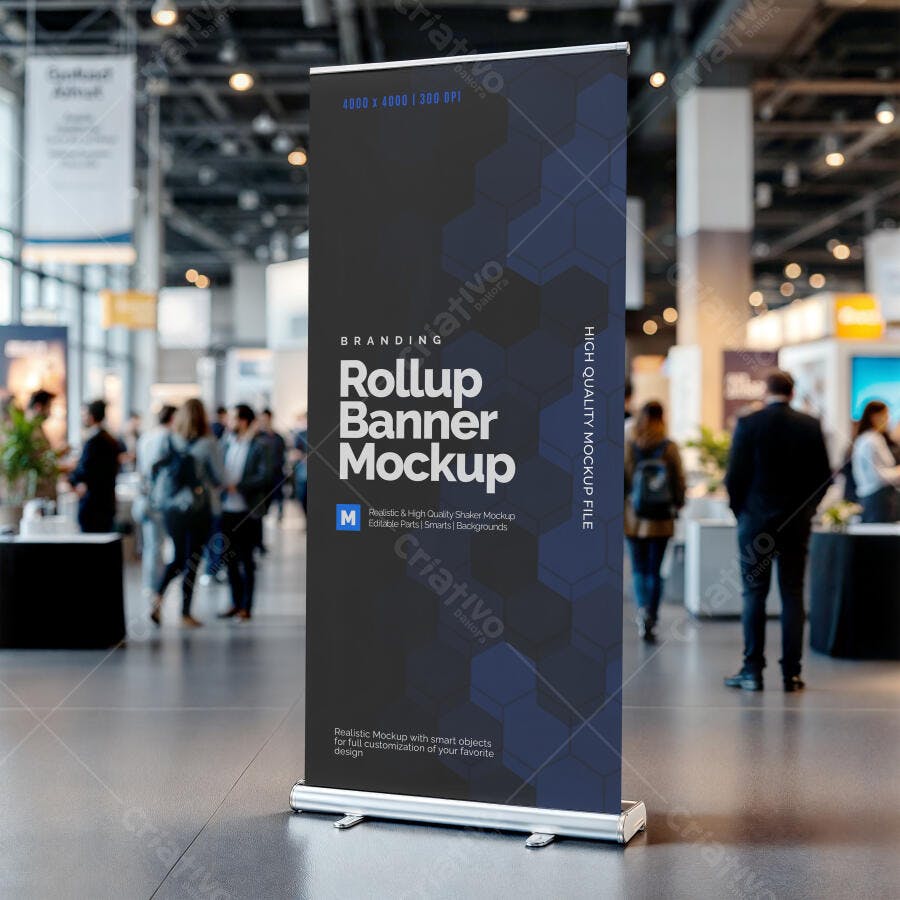 Mockup Realista de Banner Rollup para Eventos