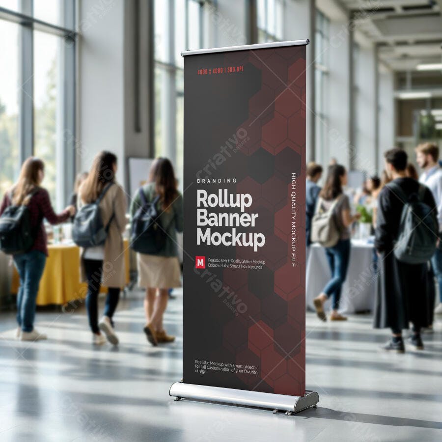 Mockup Realista de Banner Rollup para Evento