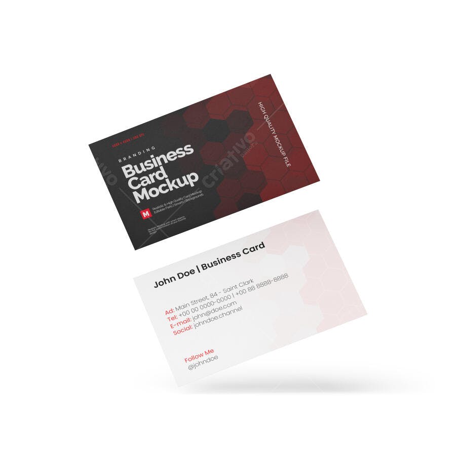 Mockup de Cartão de Visita Moderno: Preto e Vermelho