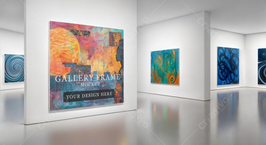 Mockup Quadro Galeria: Arte Abstrata Colorida