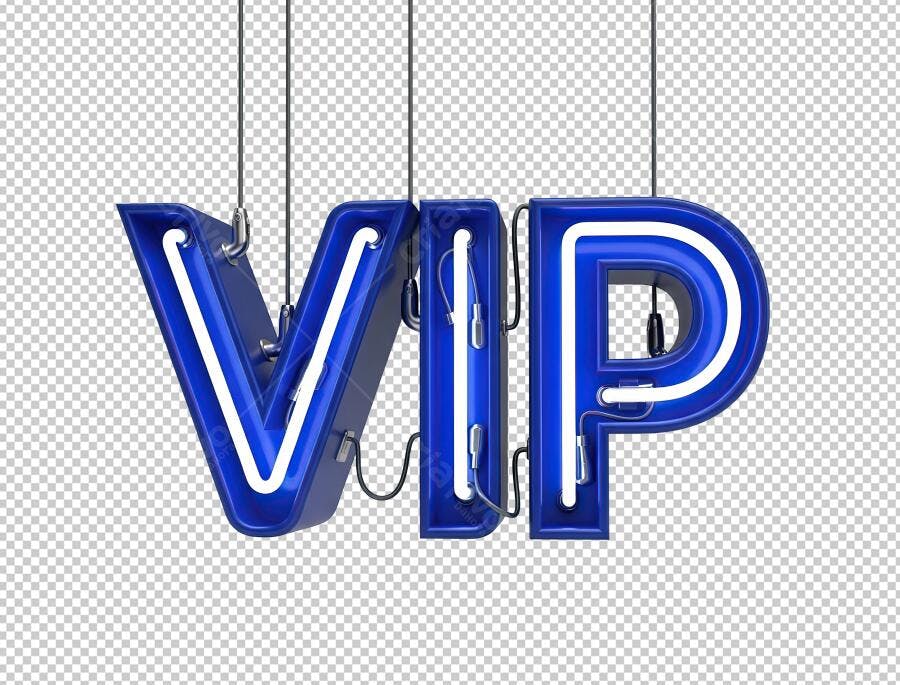 Icone VIP Neon Azul PNG com fundo transparente