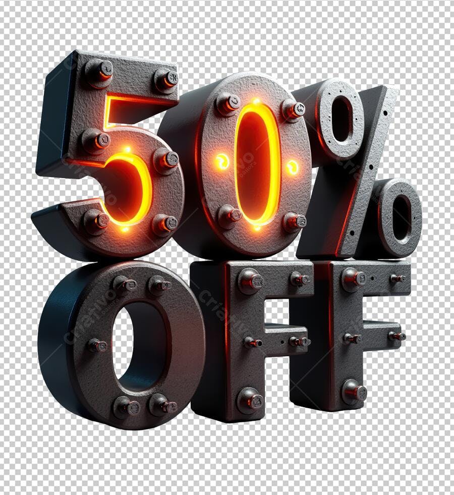 Selo 50% OFF com fundo transparente PNG