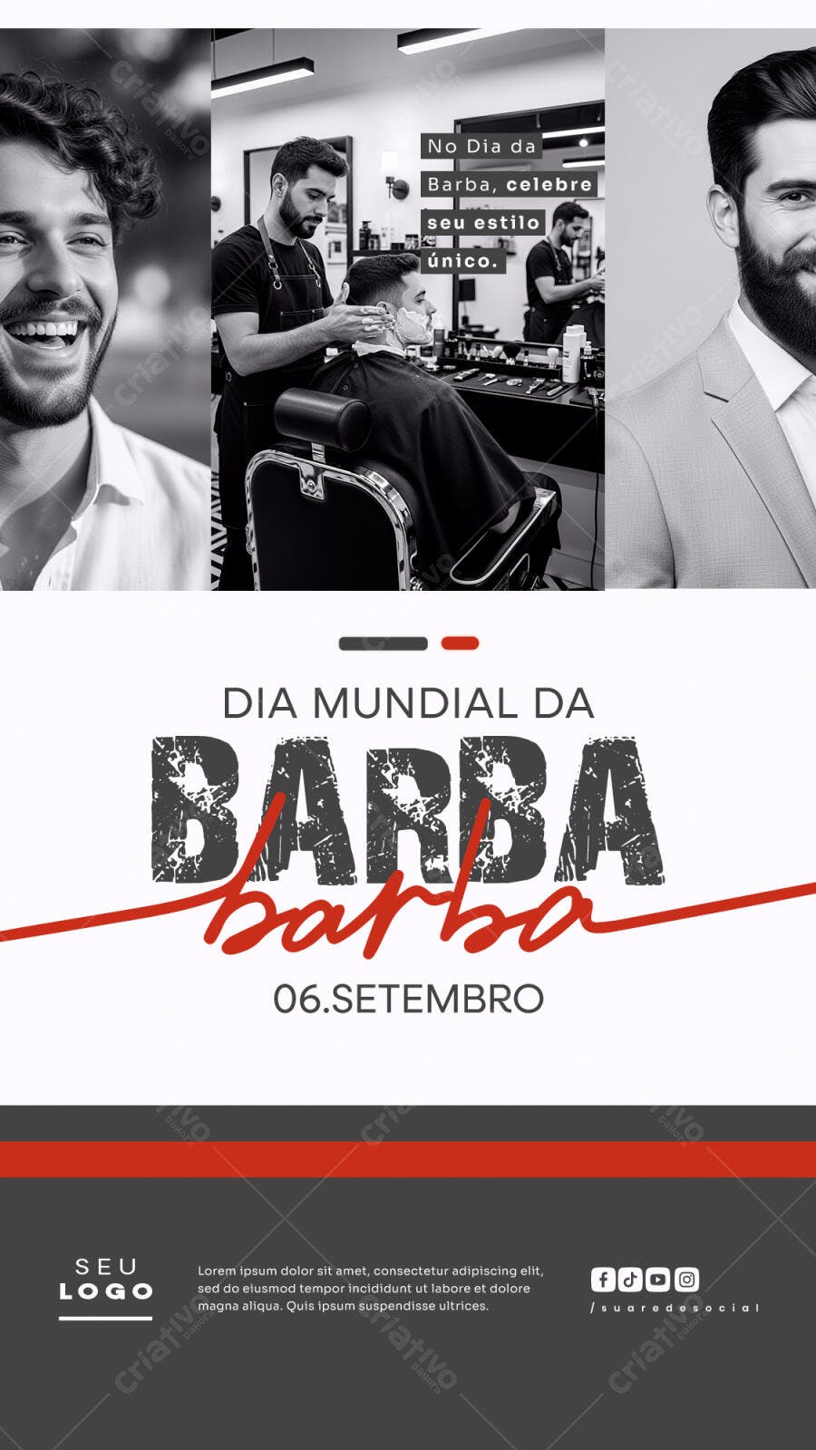 Flyer Dia Mundial da Barba PSD Editável