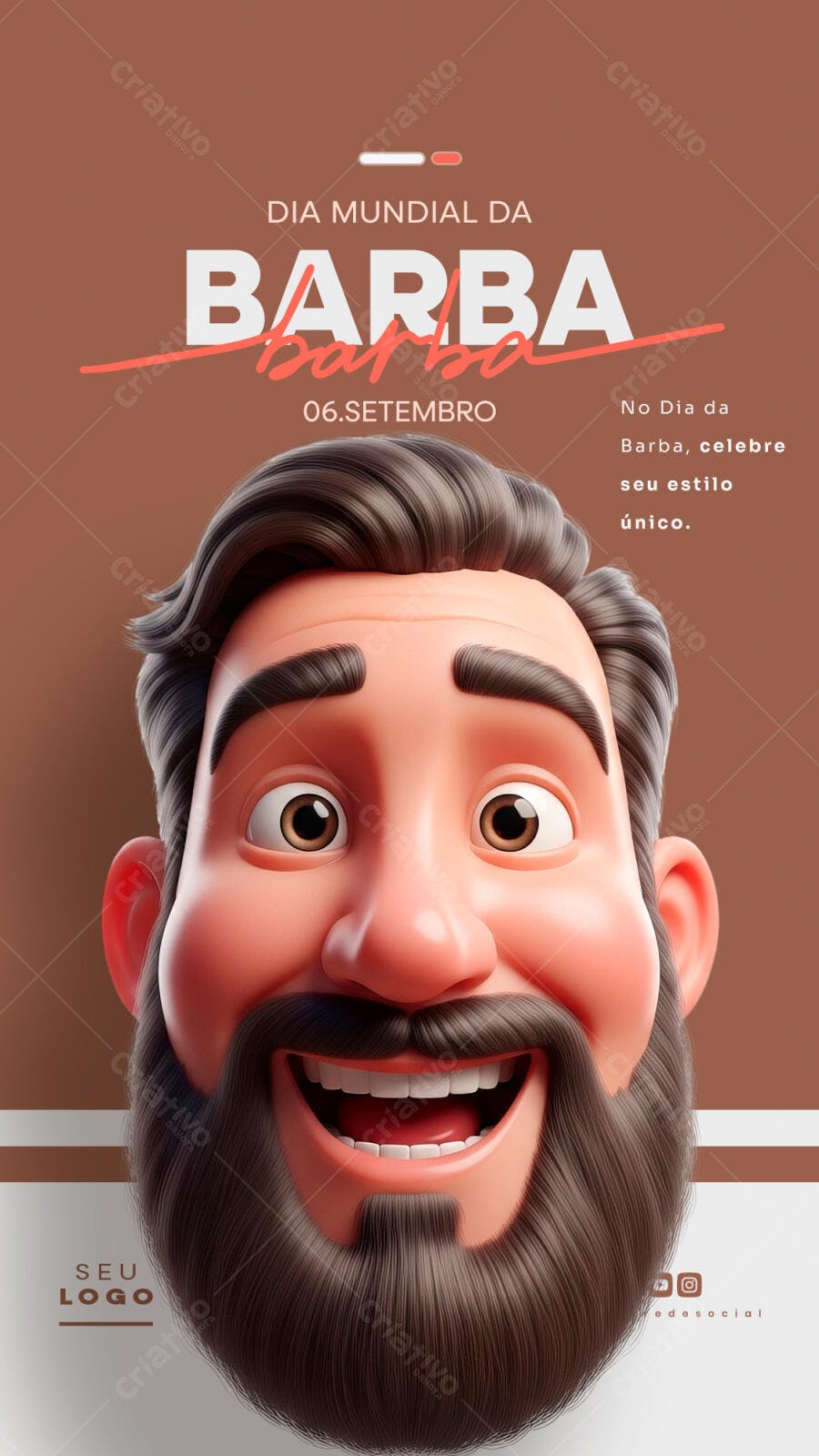 Flyer Dia Mundial da Barba PSD Editável