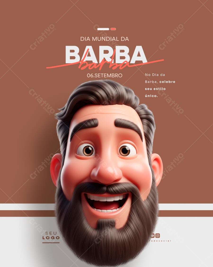 Flyer Dia Mundial da Barba PSD Editável