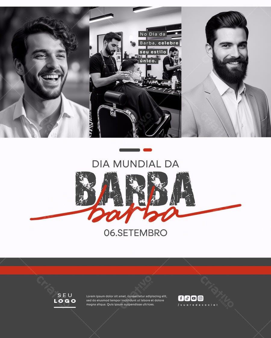 Flyer Dia Mundial da Barba PSD Editável