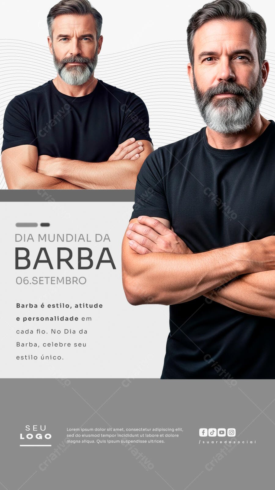 Flyer Dia Mundial da Barba PSD Editável