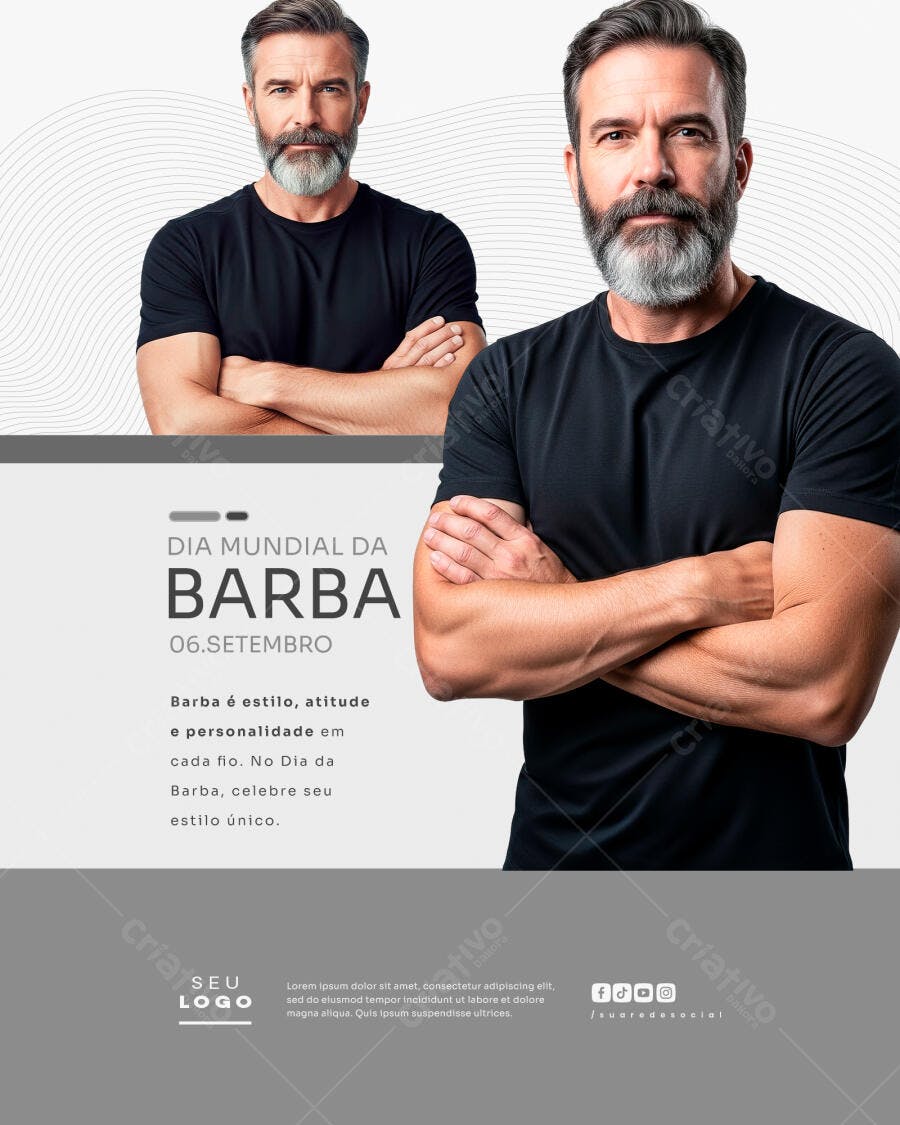 Flyer Dia Mundial da Barba PSD Editável