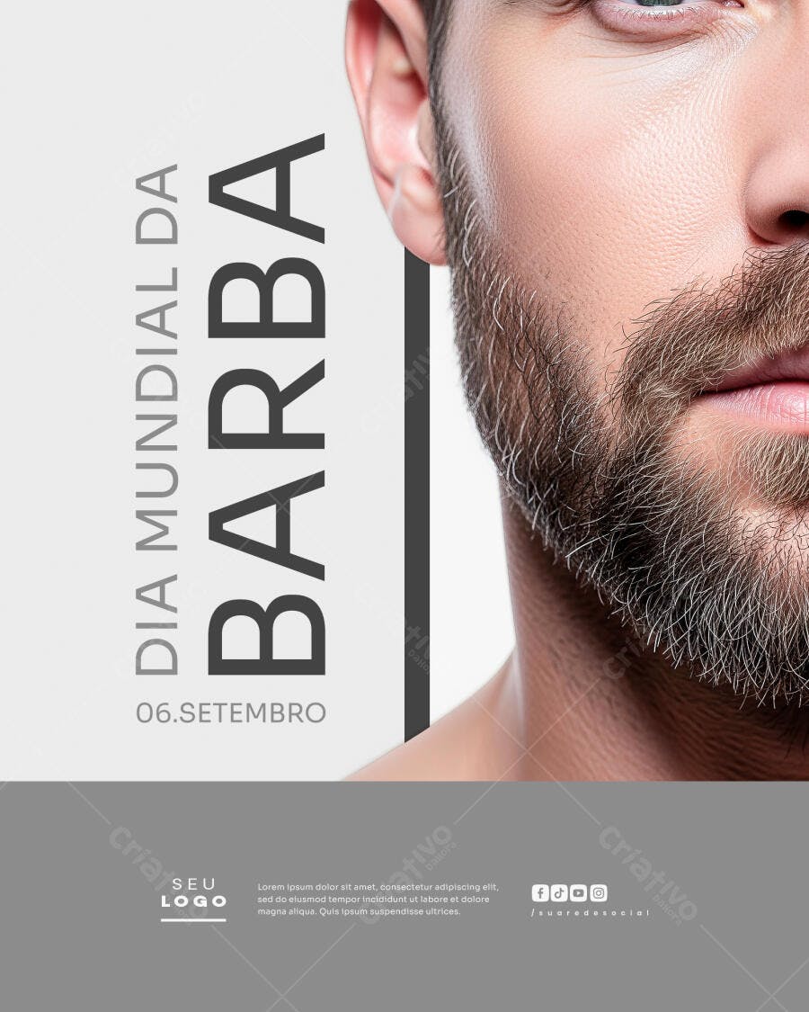 Flyer Dia Mundial da Barba PSD Editável