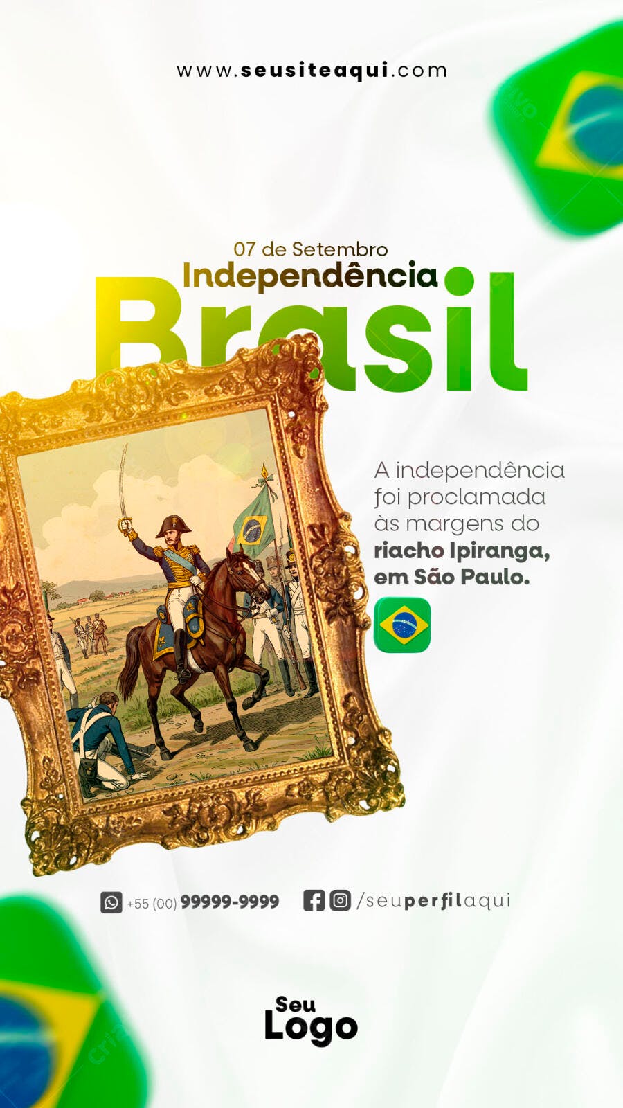 Flyer 7 de Setembro Independência do Brasil PSD Editável