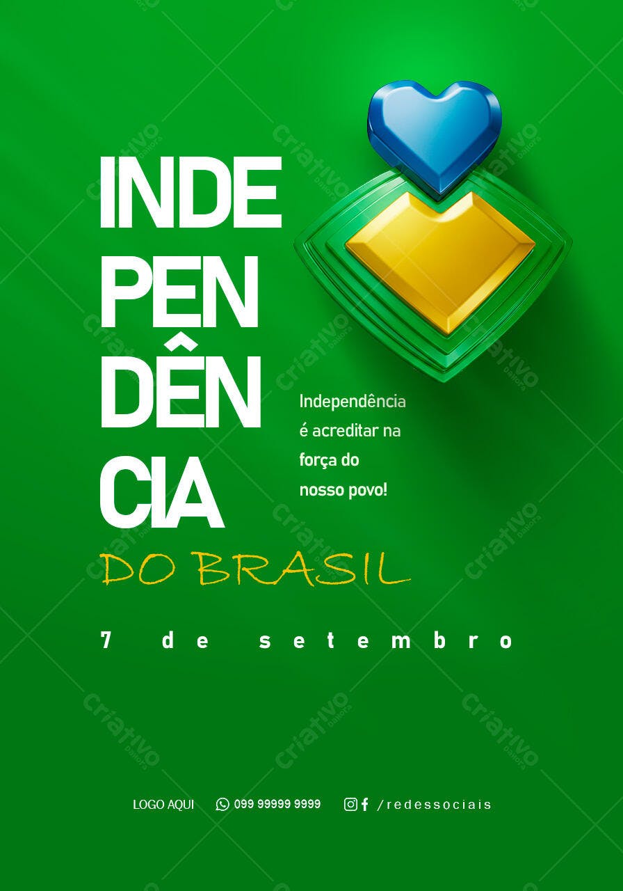 Flyer 7 de Setembro Independência do Brasil PSD Editável