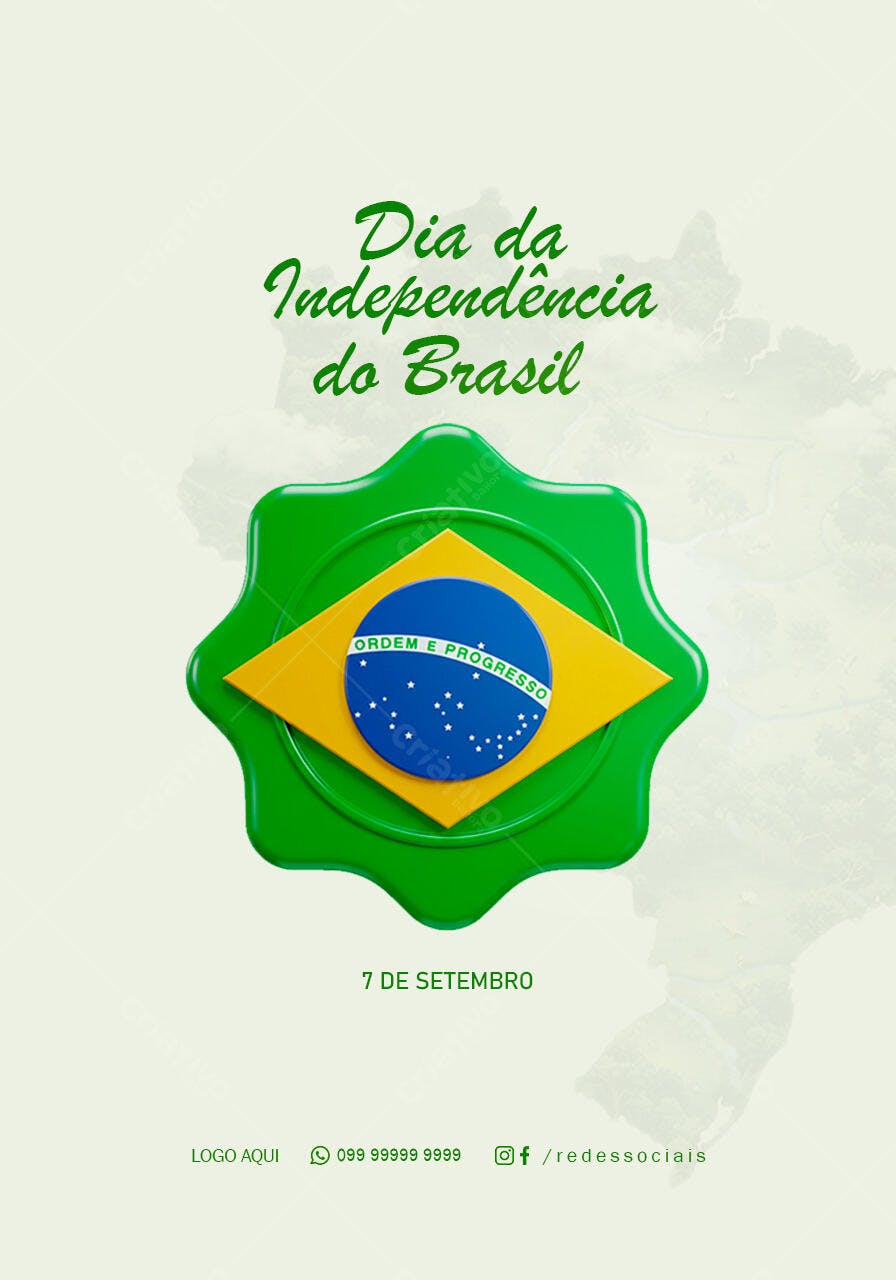 Post para o Dia da Independência do Brasil PSD Editável