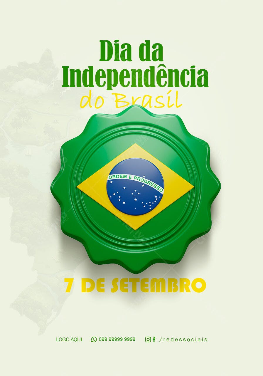 Flyer para o Dia da Independência do Brasil PSD Editável