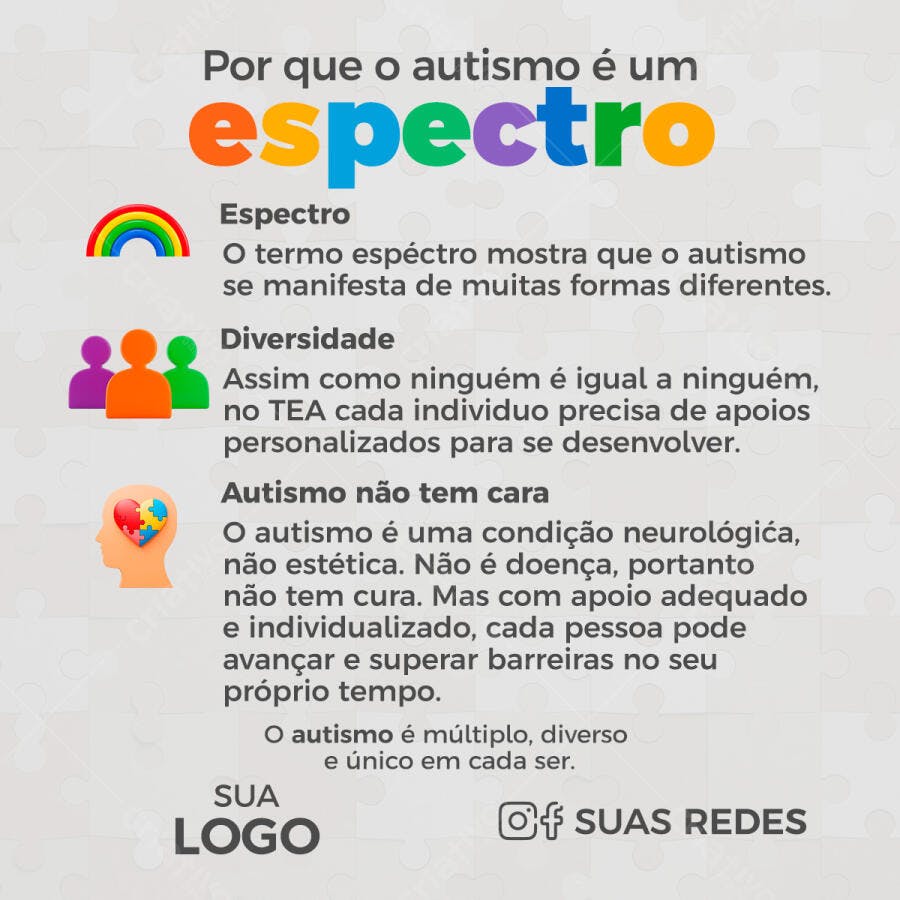 Infográfico Conscientização Autismo PSD Editável