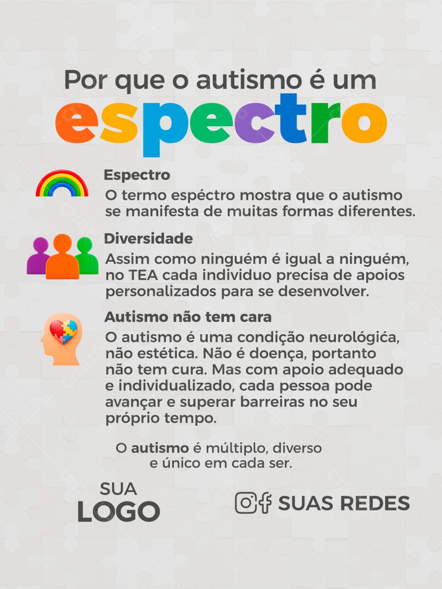 Infográfico Conscientização Autismo PSD Editável