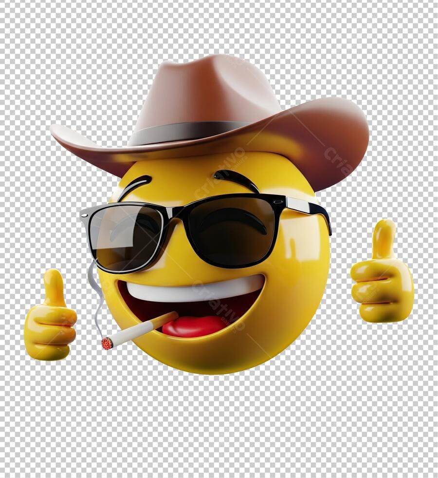 Emoji Cowboy PNG com fundo transparente