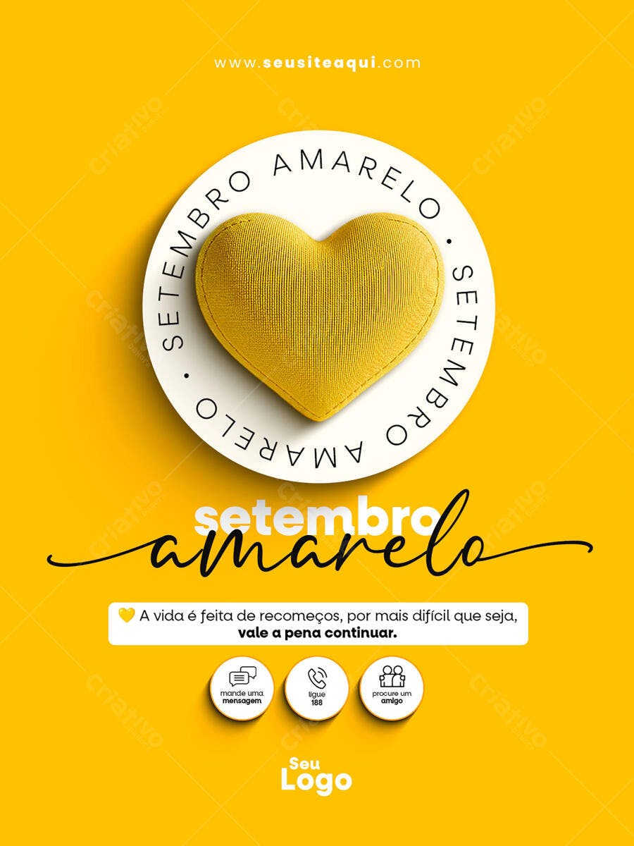 Post para Setembro Amarelo PSD Editável