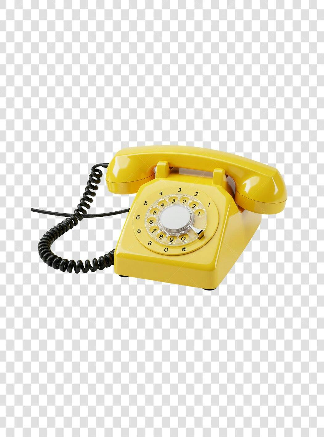 Icone Telefone Retro Amarelo PNG com fundo transparente