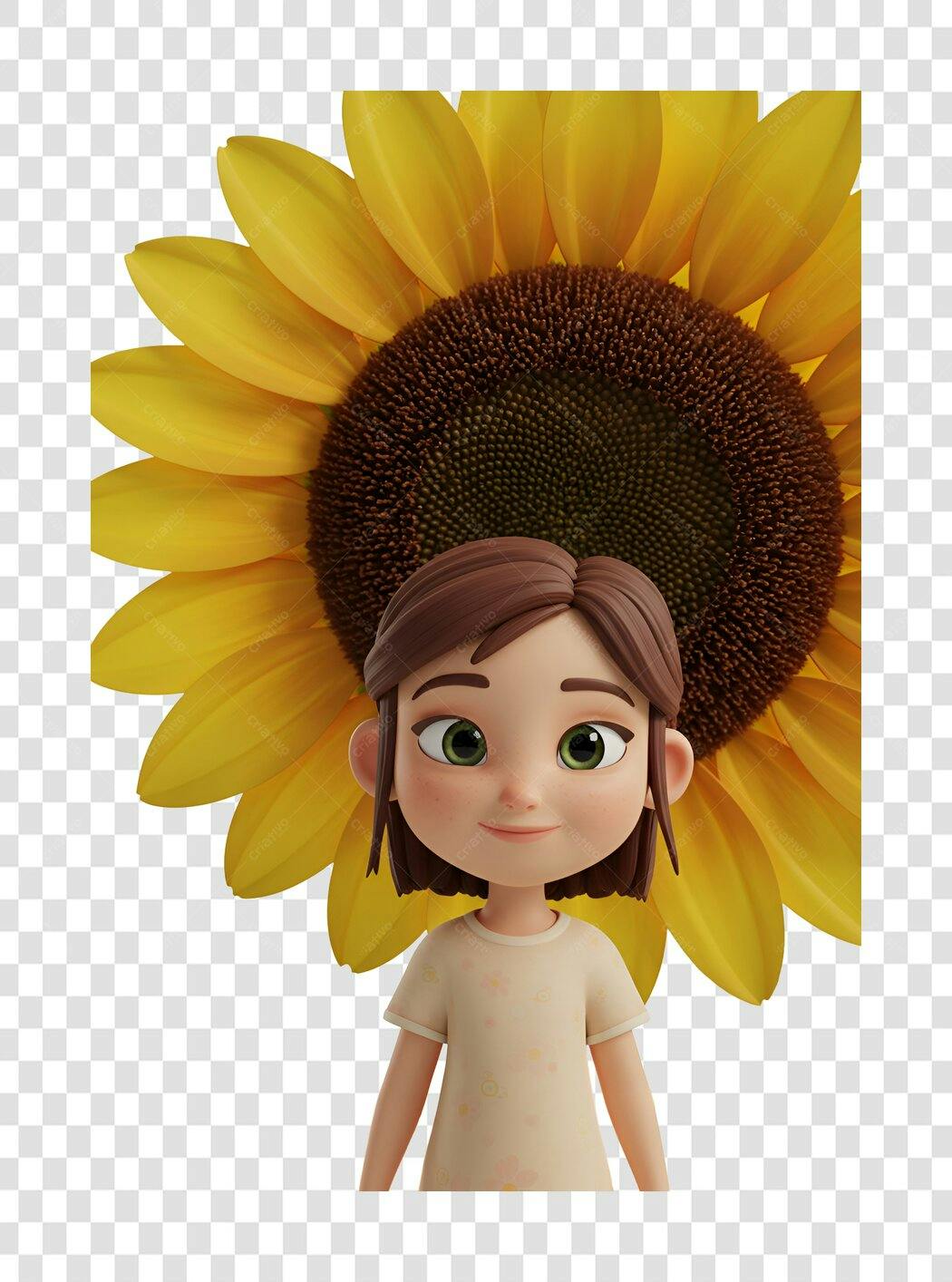 Icone Menina Girassol PNG com fundo transparente