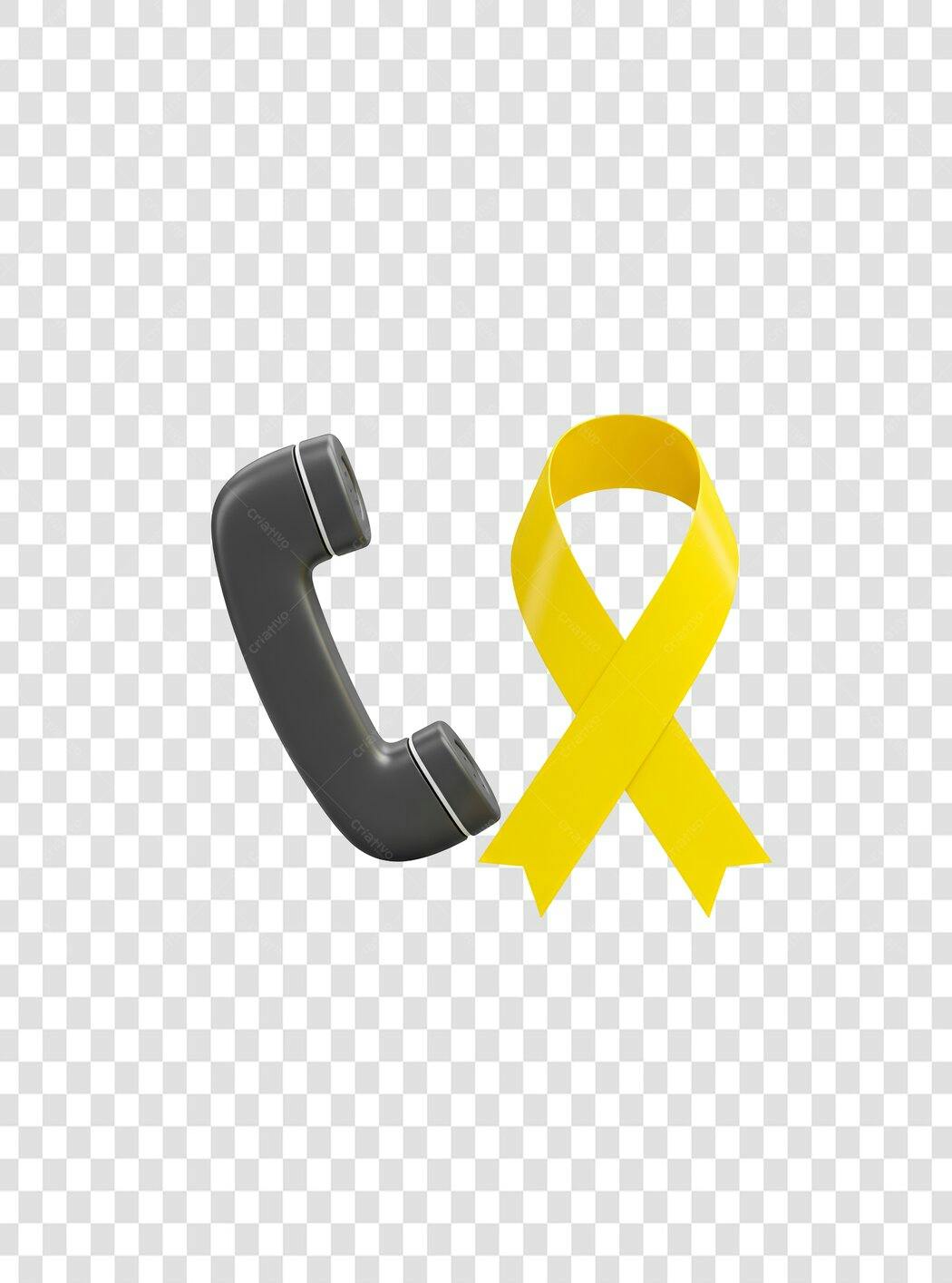 Ícone Telefone e Fita Amarela PNG com fundo transparente
