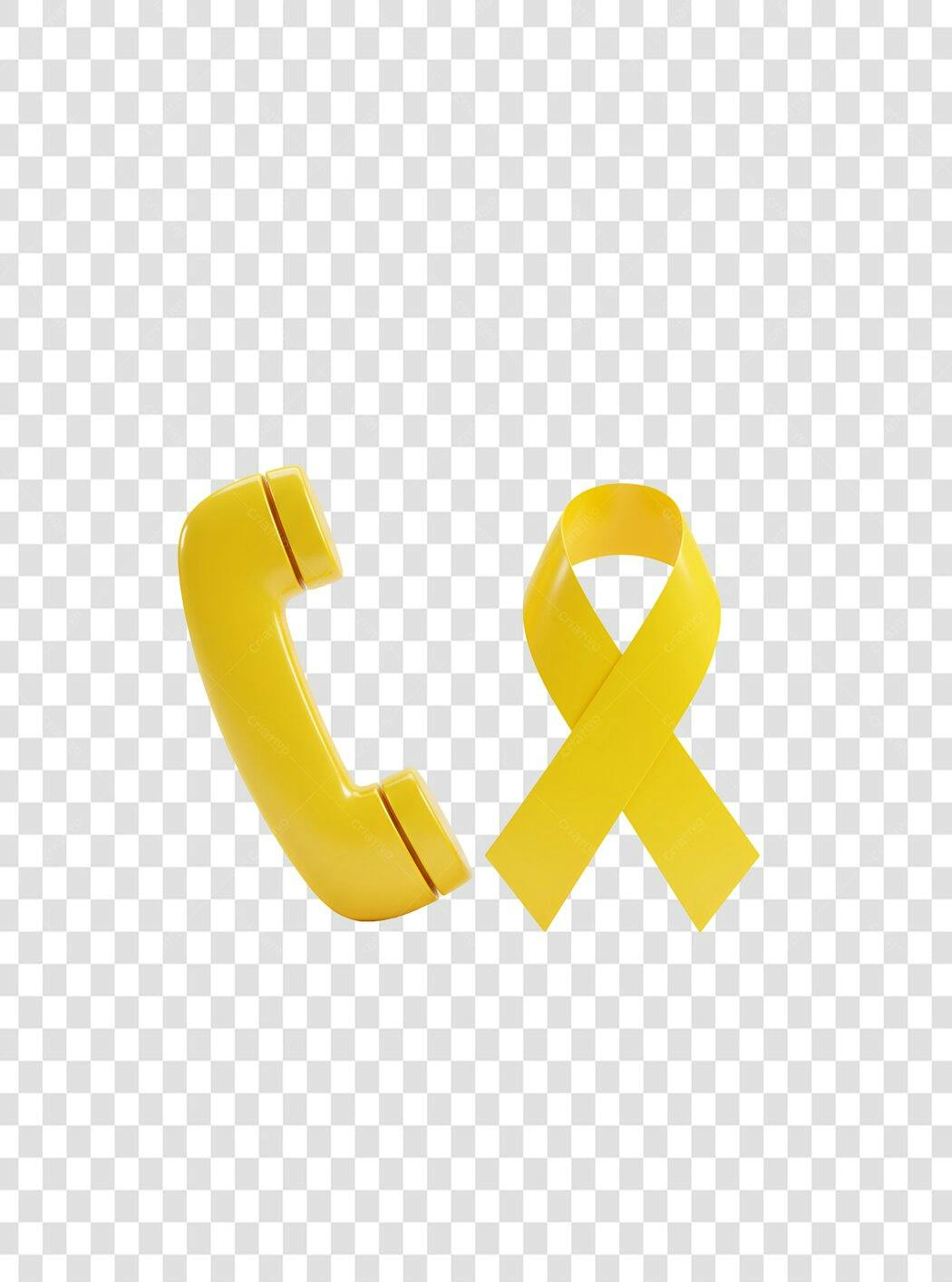 Icone Telefone e Fita Amarela PNG com fundo transparente
