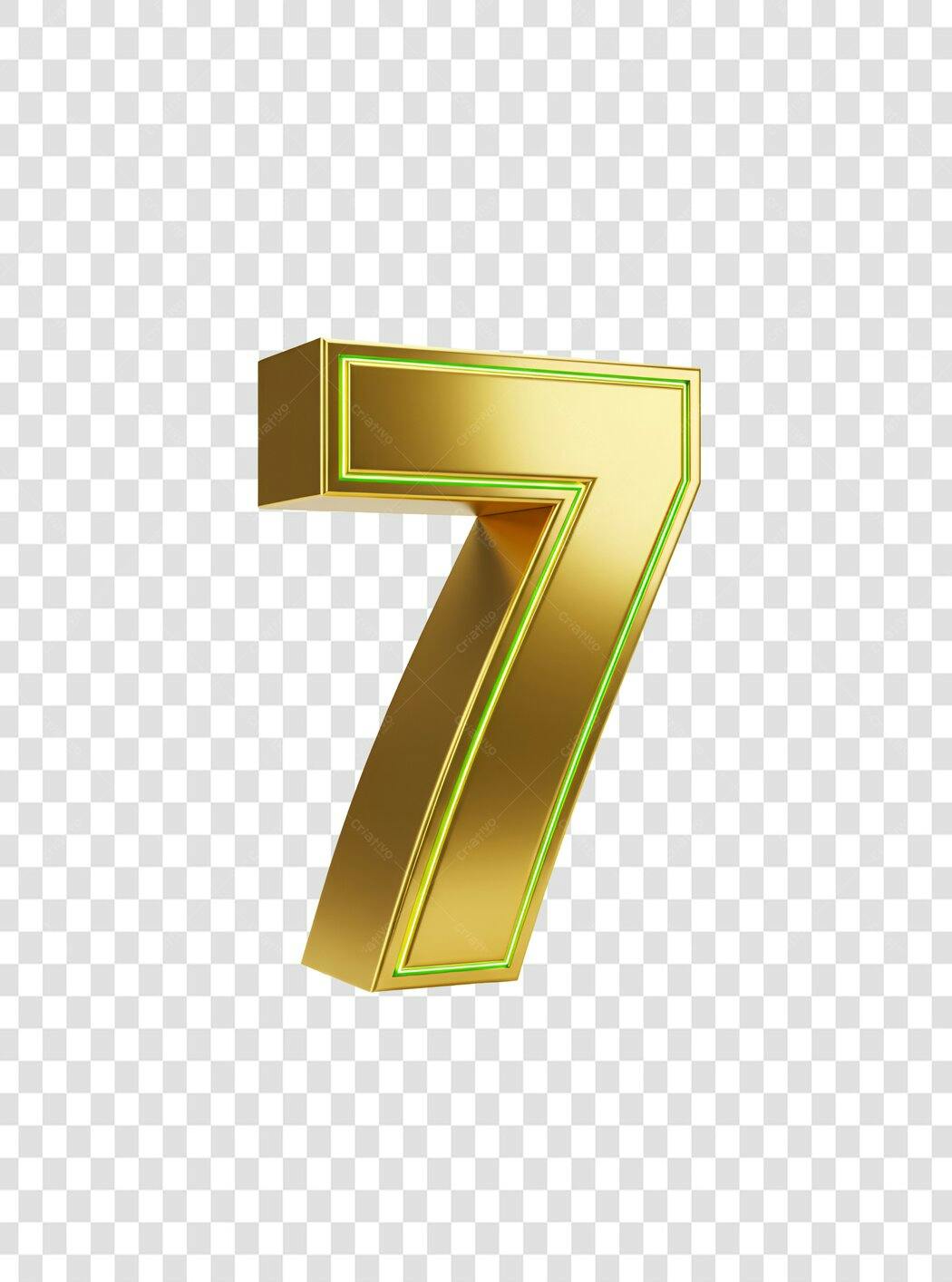 Icone Número 7 dourado PNG com fundo transparente
