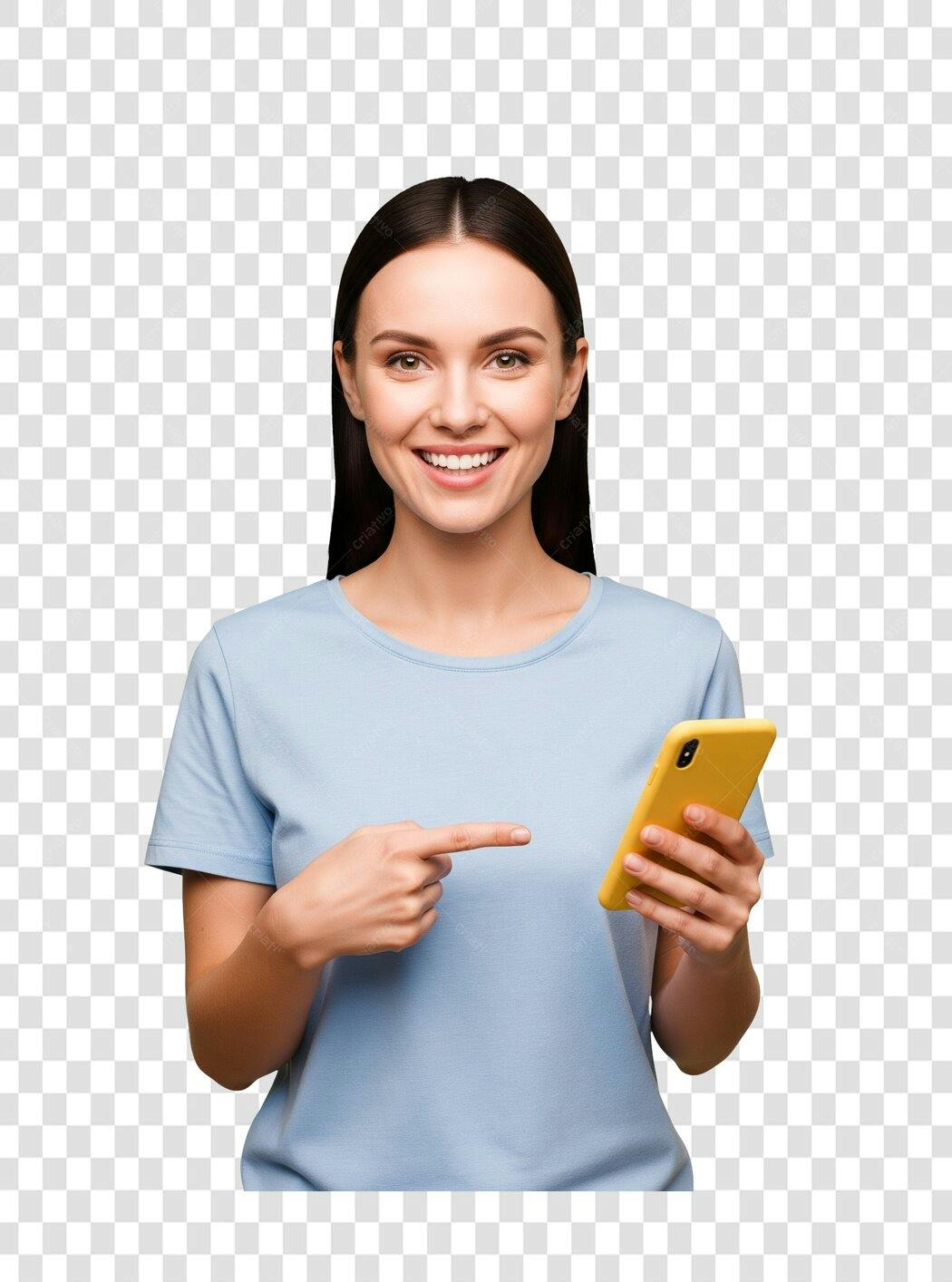 Icone Mulher com Celular PNG com fundo transparente