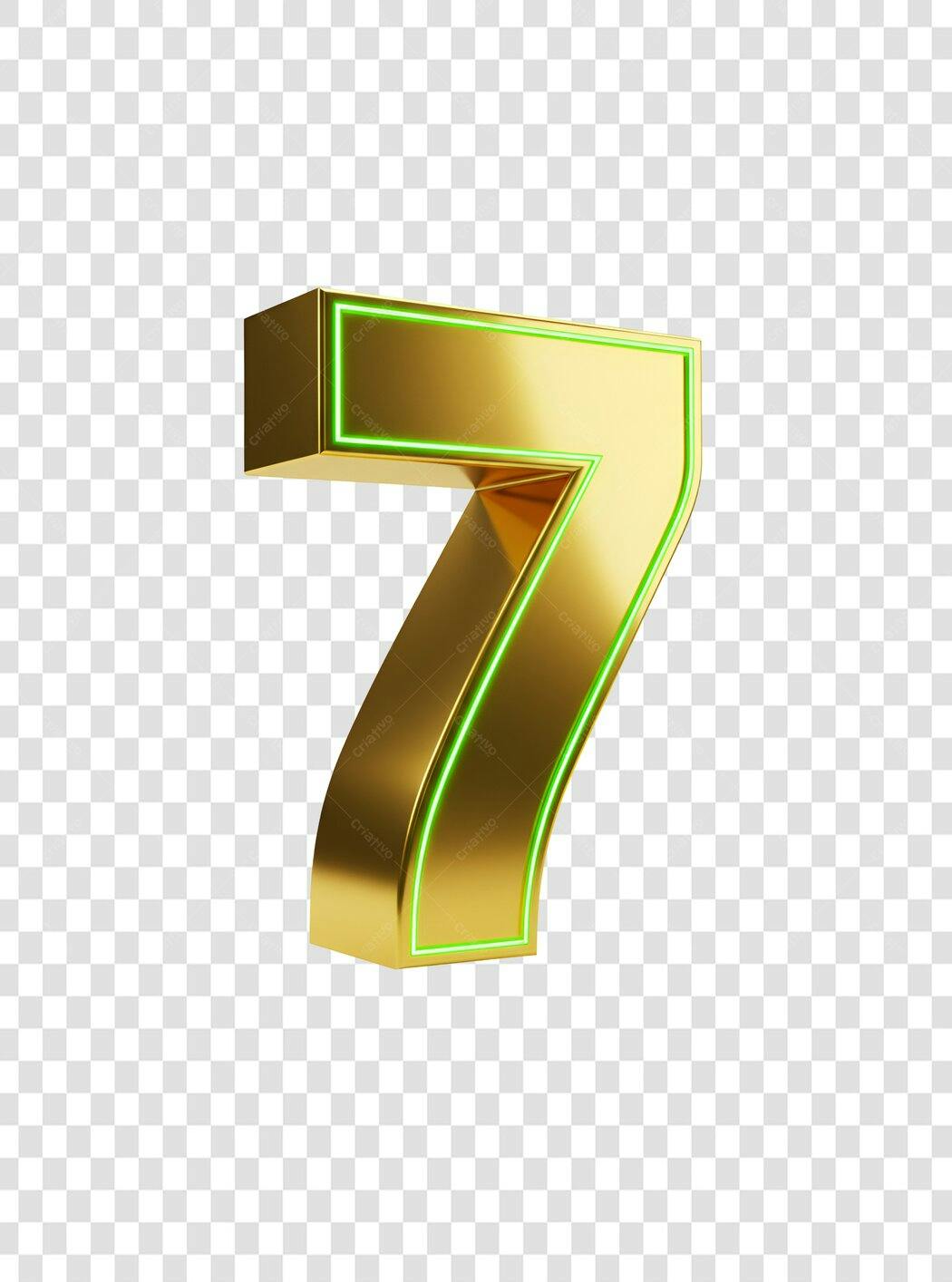Icone Numero 7 dourado com fundo transparente