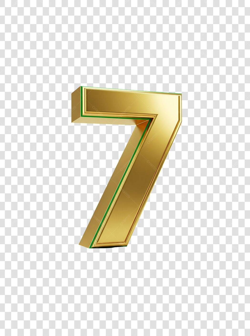 Icone Numero 7 dourado e verde PNG com fundo transparente