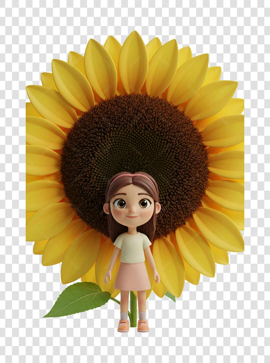 Icone Menina Girassol PNG com fundo transparente