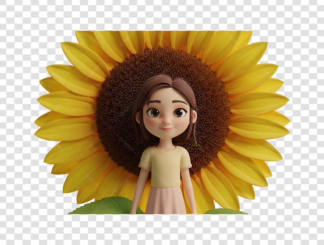 Icone Menina Girassol PNG com fundo transparente