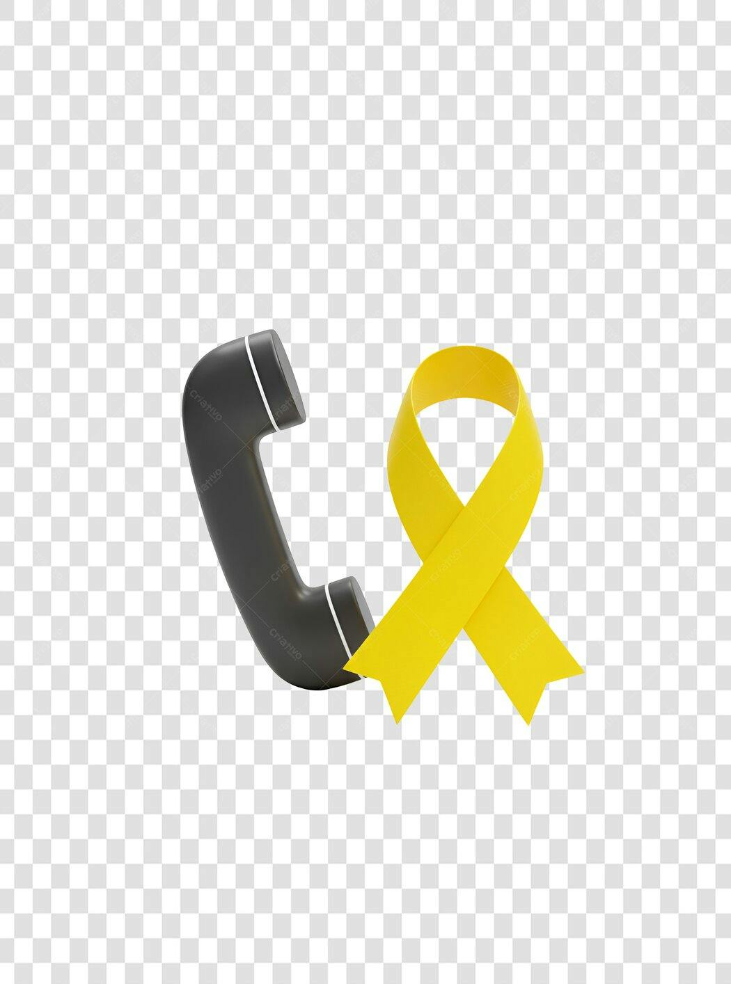 Ícone Telefone e Fita Amarela PNG com fundo transparente