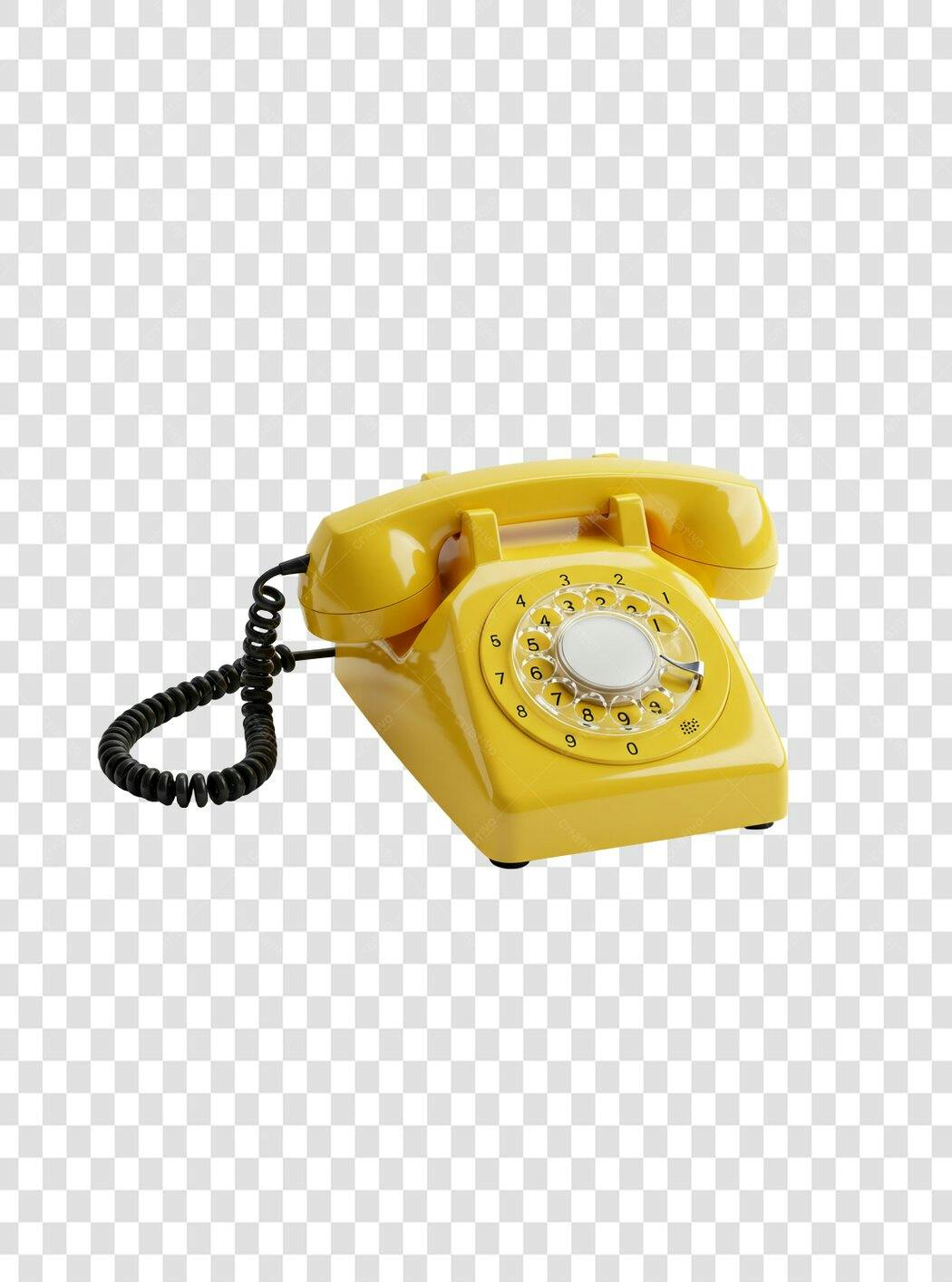 Icone Telefone Retro Amarelo PNG com fundo transparente