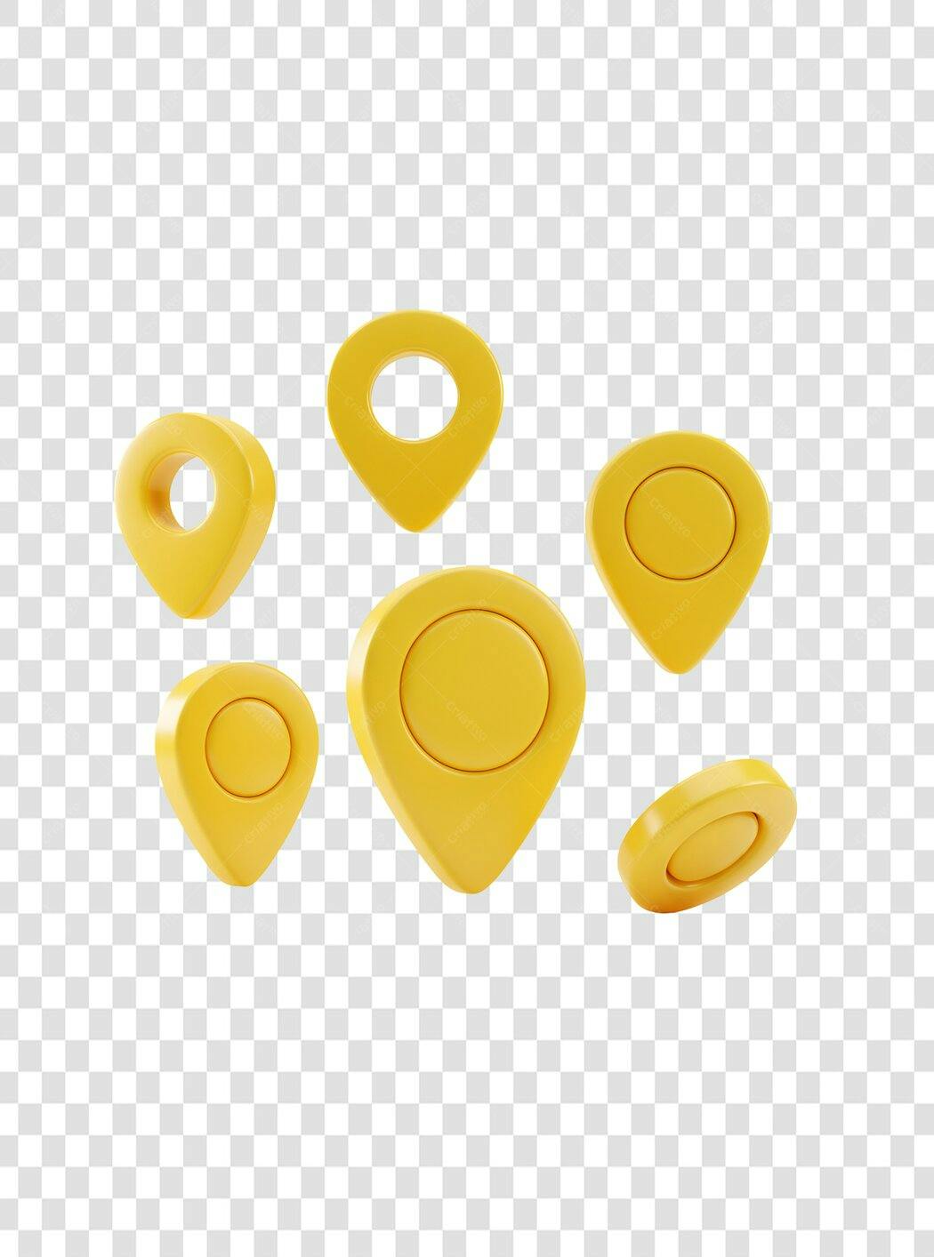 Icones de localização amarelos PNG com fundo transparente
