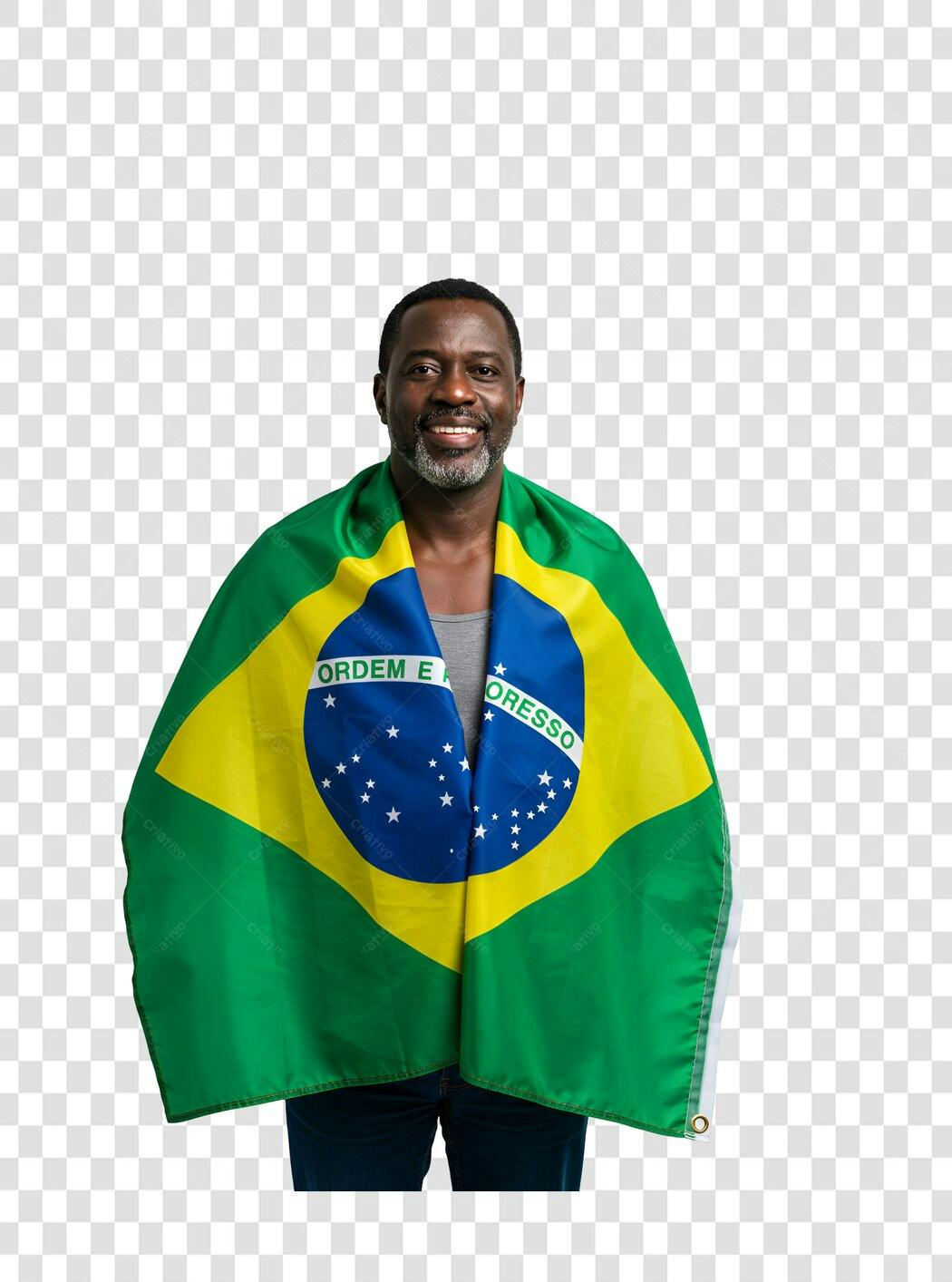 Imagem PNG com fundo transparente Homem com bandeira do Brasil