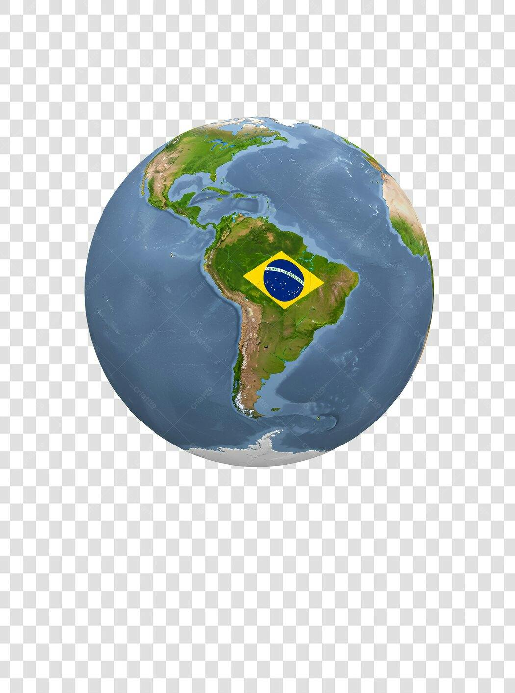 Icone Globo com Bandeira do Brasil PNG com fundo transparente