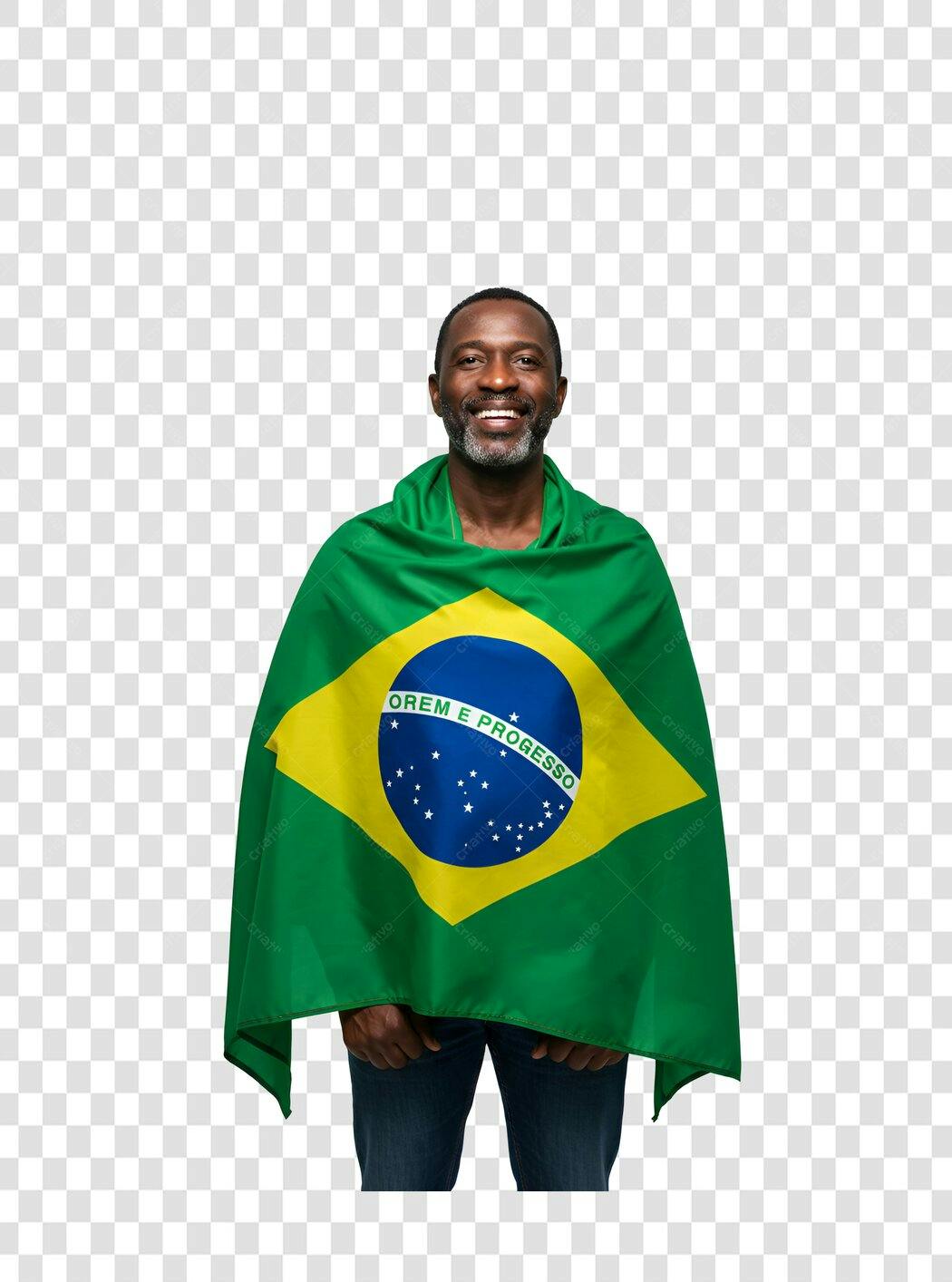 Imagem PNG com fundo transparente Homem com bandeira do Brasil
