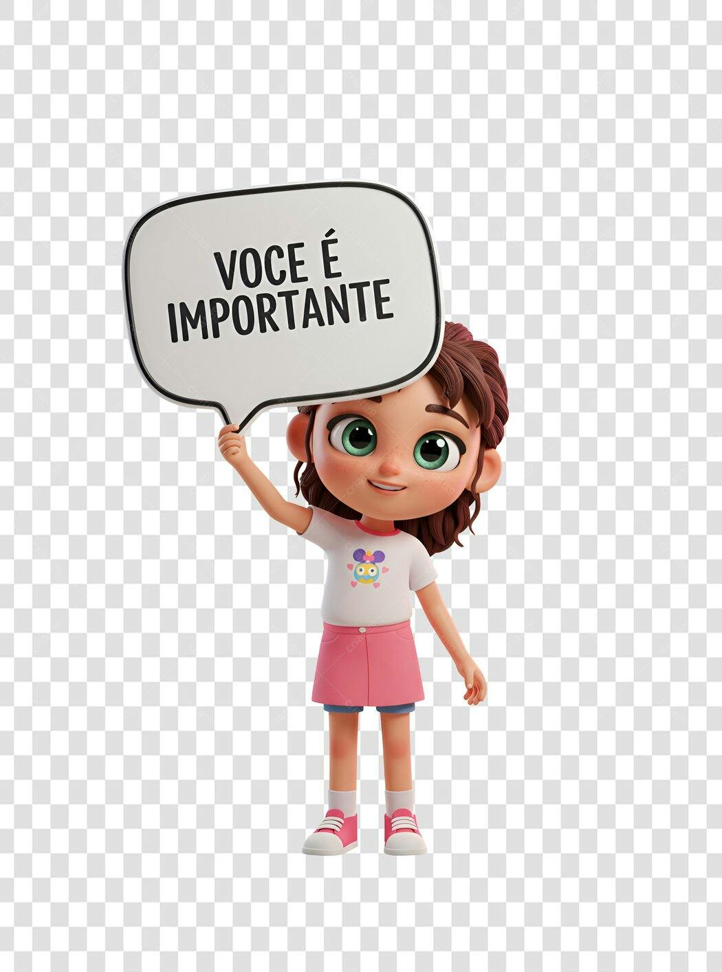Icone Menina com Balão Você é Importante PNG com fundo transparente